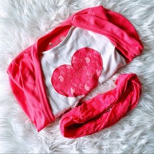 Top & Scarf Set Lace Pink Heart 6X